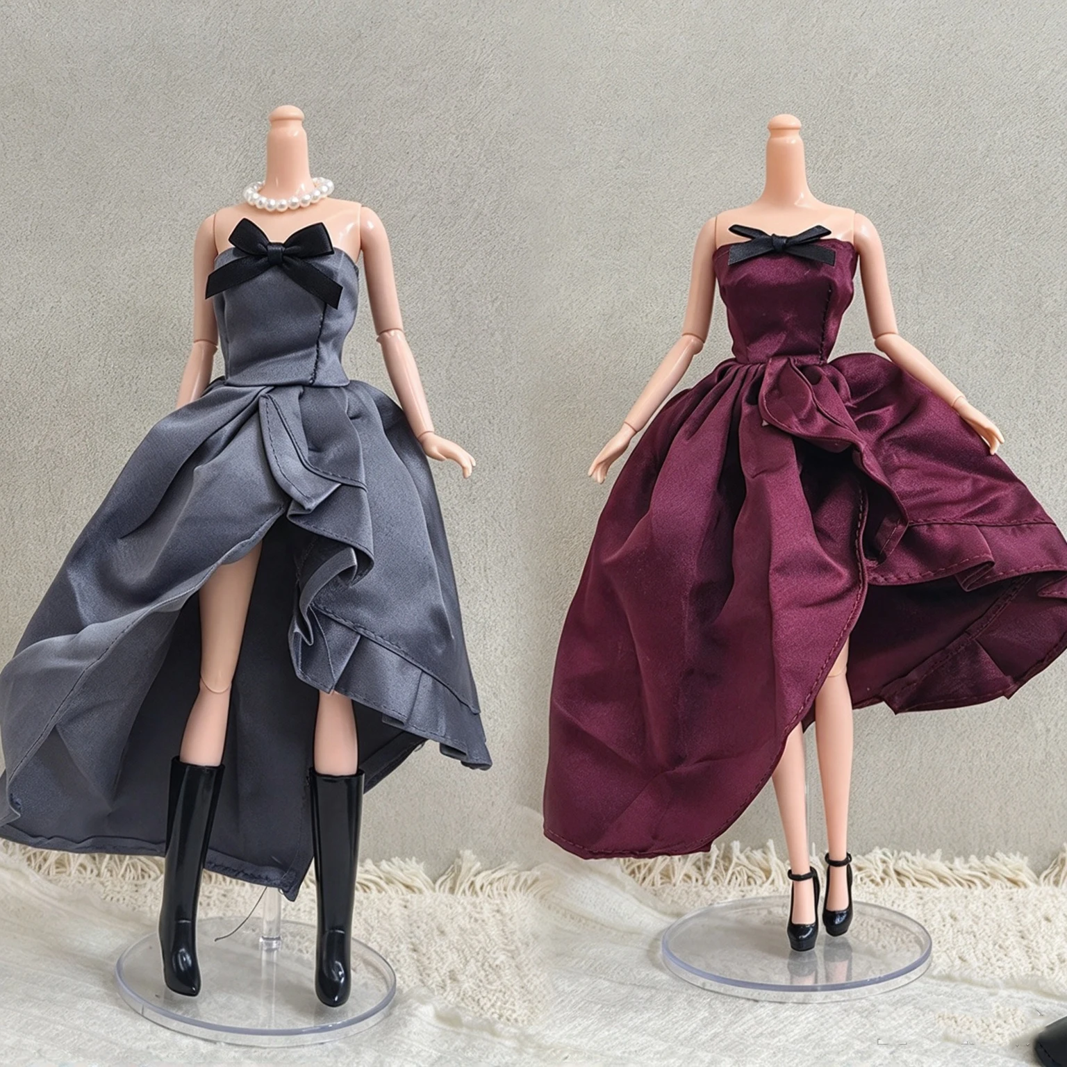 11 Inch 30cm Doll Clothes Irregular Strapless Princess Dress Bowknot Decoration Fashion Doll Outfit Accessories