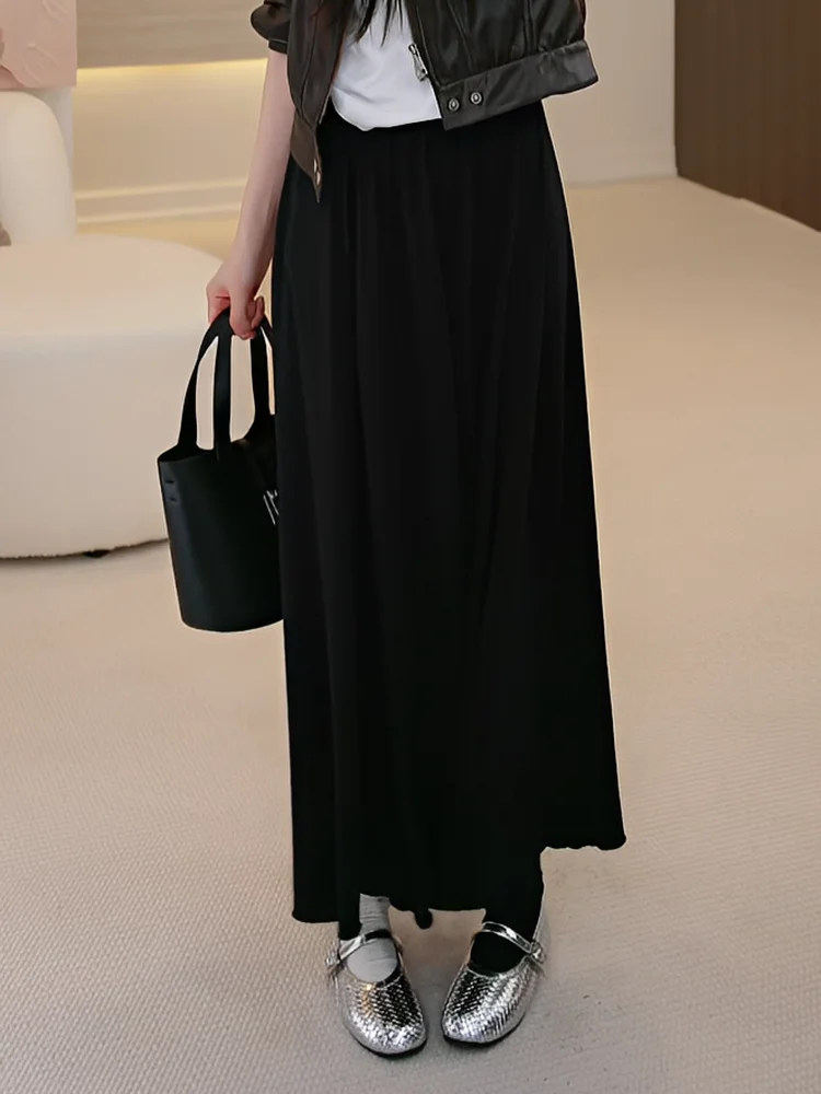 

Юбка OUDOEE в корейском стиле, с завышенной талией, А-силуэт, миди, женская, весна 2026, новая, прямая, плиссированная, элегантная, индивидуальный дизайн