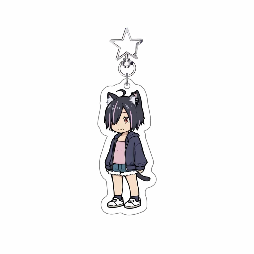 Anime Chainsmoker Cat Yani Neko Manga Neu 6cm Acryl-Standee Schlüsselanhänger Lustiger Katzenmädchen-Charakter Desktop-Ornament Sammlerstück – Detail 6