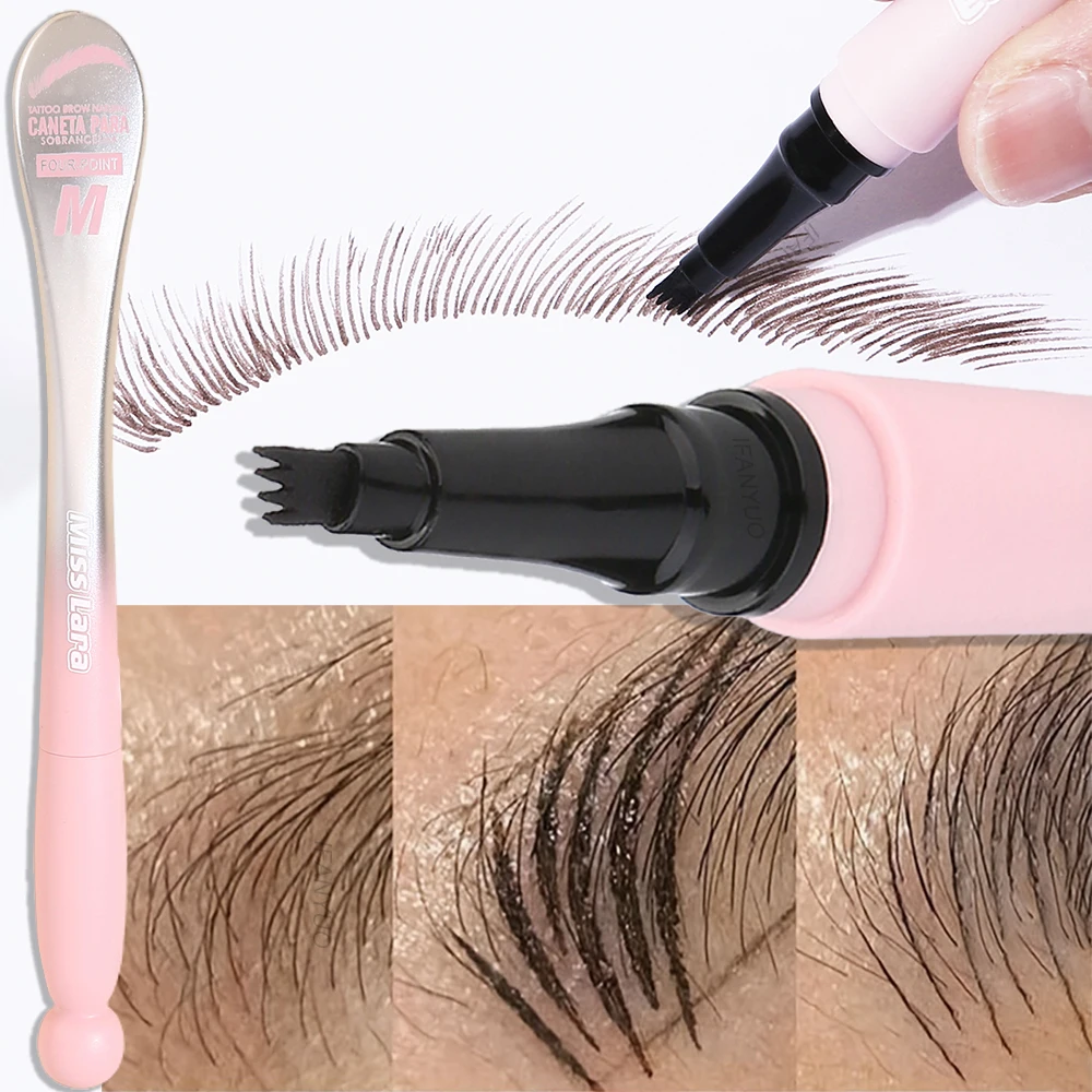 4 Fork Eyebrow Pencil Lasting Microblading Liquid Brow Tattoo Pen Makeup Waterproof Smooth Enhancer Hairline Filling Cosmetics