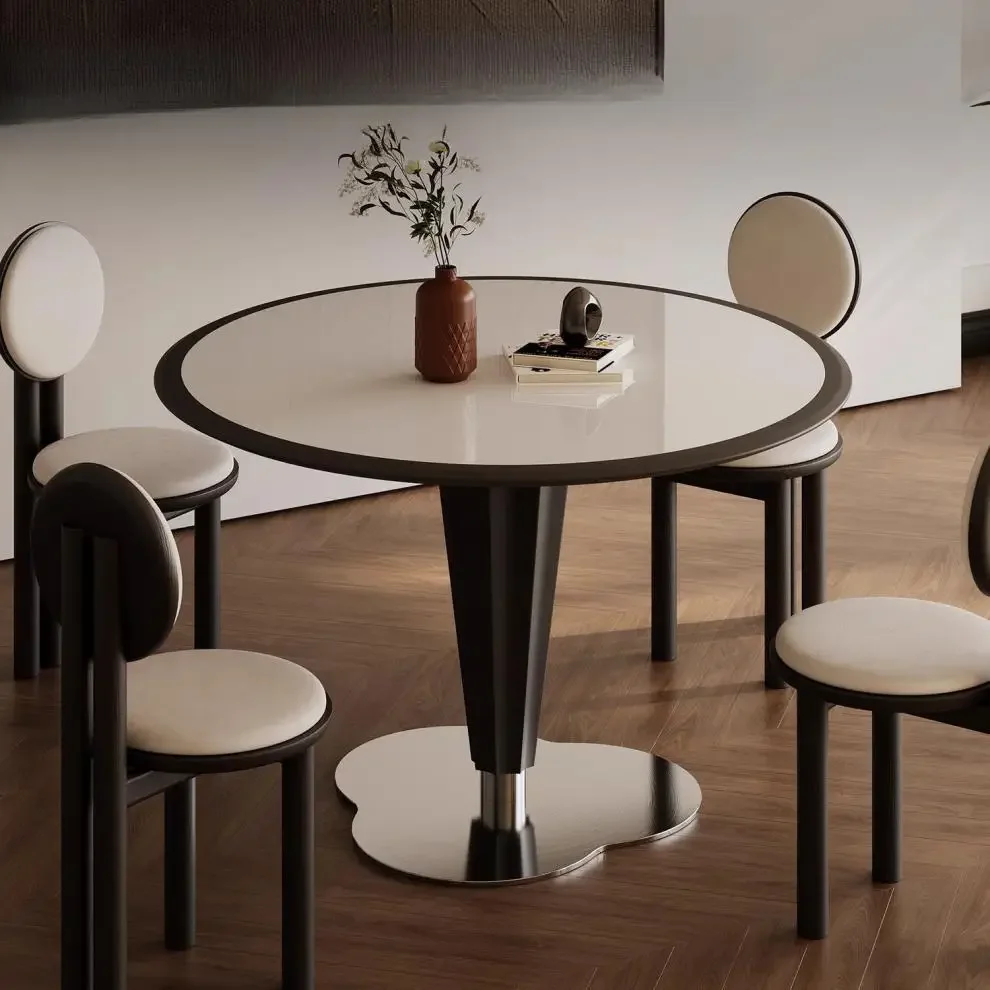 Small apartment built-in dining table retro black dining table negotiation table