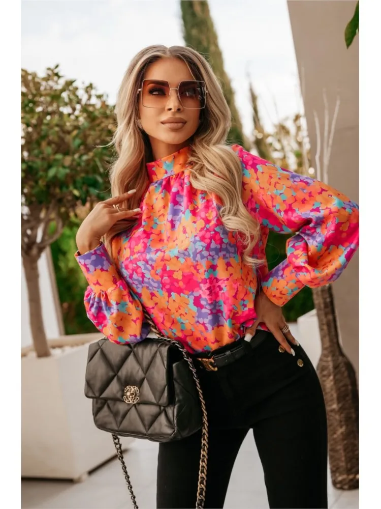 

Autumn Floral Print Commuting Slim fit Long Sleeve Shirt for Women Office Lady Elegant Luxury Shirt Vintage Oversized Top Tunics