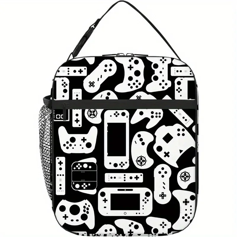 Boys Gaming Lunch Bag - Insulated Lunch Box with Game Controller Design, Oxford Fabric School Lunch Tote for Gamers