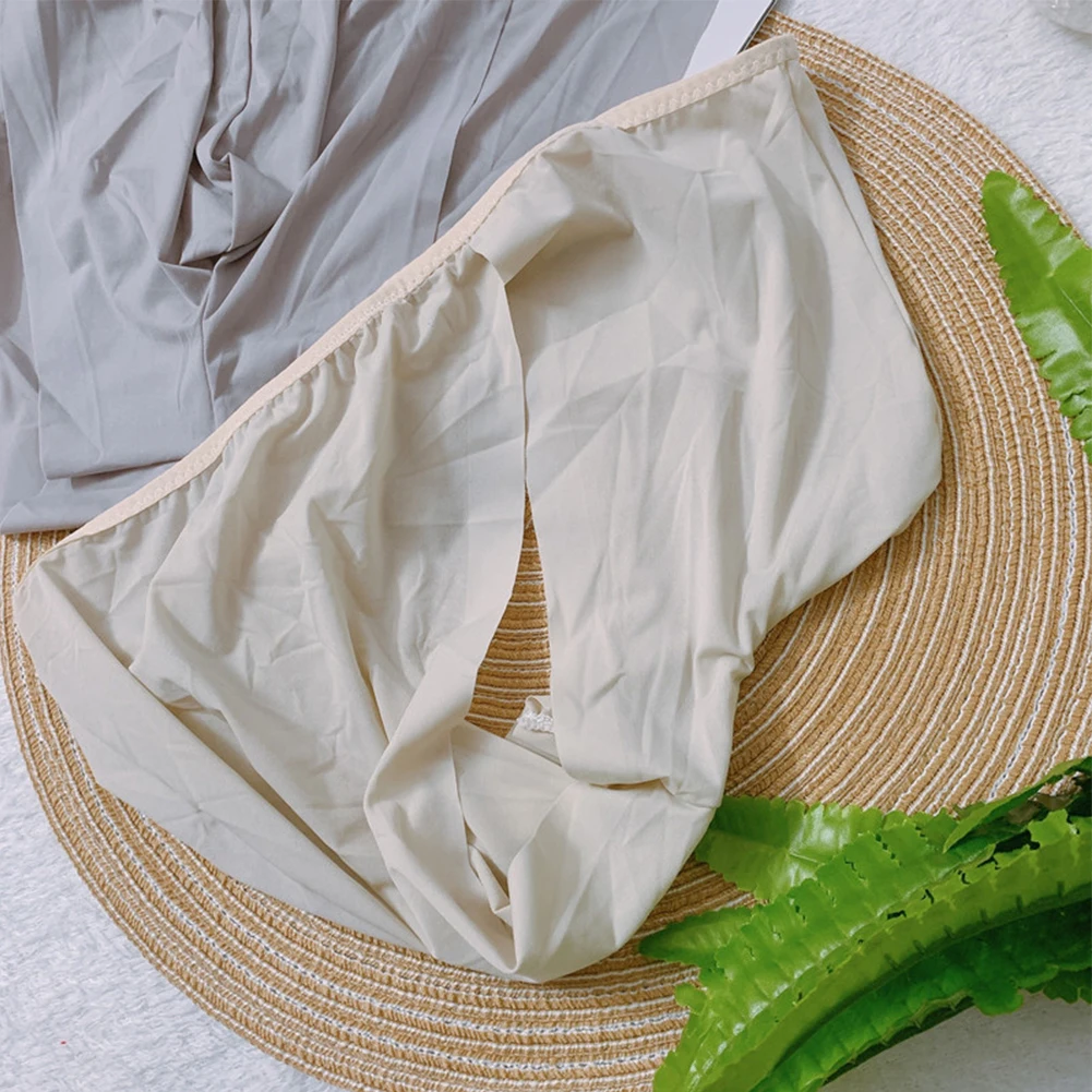 Мужское легкое нижнее белье, модные бесшовные трусы из ледяного шелка с низкой посадкой, нижнее белье, выпуклая сумка, трусики, нижнее белье, шорты