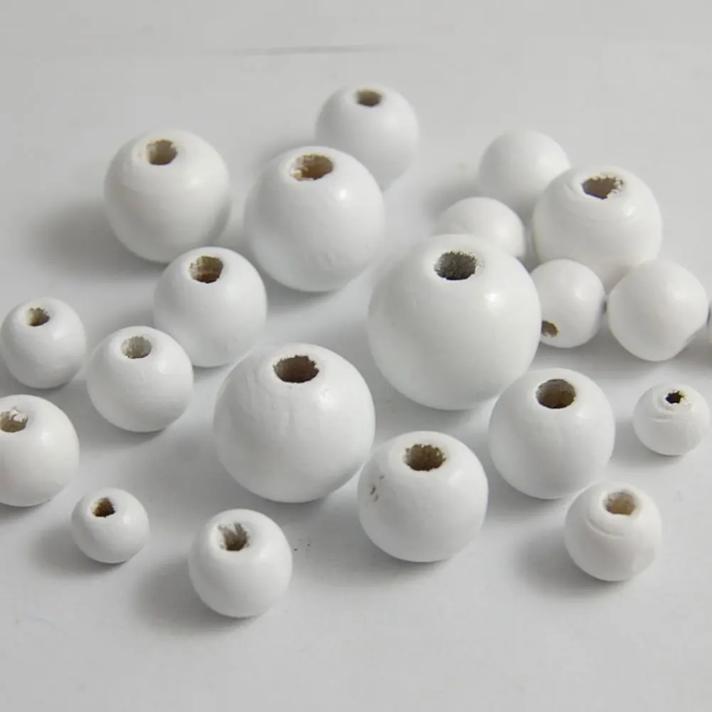 

100Pcs Wood Beads Natural White Round Wooden Beads Smooth Surface Mini Hole for Jewelry Making Bracelets DIY Craft Accessories