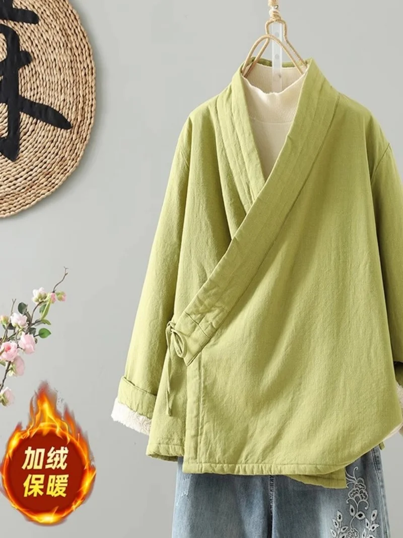 

Новая женская одежда в китайском стиле в стиле ретро, бархатные топы с наклонными лацканами, улучшенная флисовая куртка, рубашка w943 ﻿