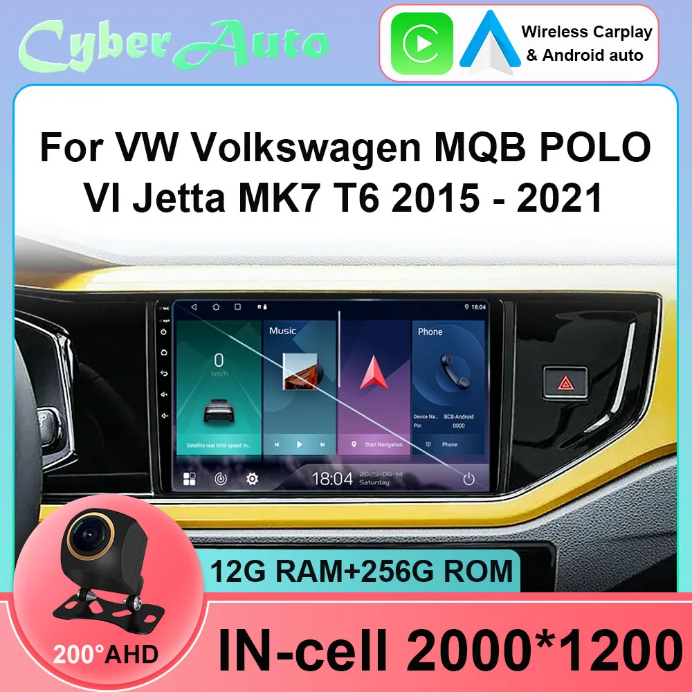 Car Radio Android 15 For VW Volkswagen MQB POLO VI Jetta MK7 T6 2015 - 2021 Stereo  Multimedia Video Player GPS AI Voice CarPlay