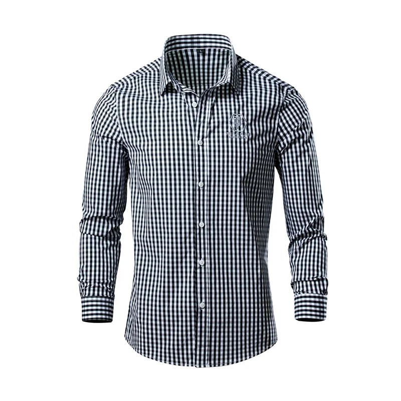 Luxury Men\'s Shirt Mens Shirts Long Sleeve Shirt Man Fashion Man 2024 Clothing Check Plaid Male Printed Summer