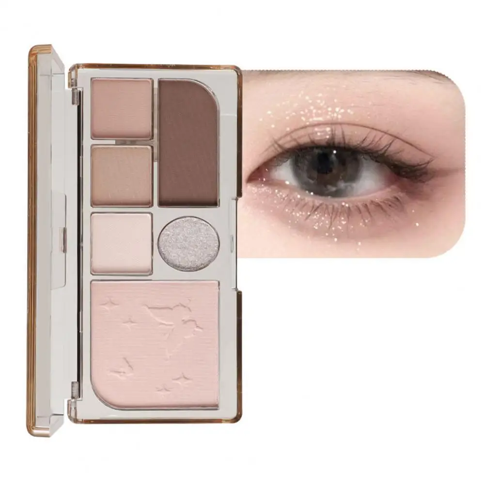 Matte Eyeshadow Palette Easy-to-blend Eyeshadow 6 Color Eye Shadow Palette Shimmery Matte Nude Shades Long Lasting Waterproof