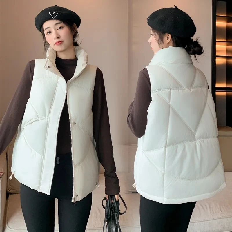 

2024 New Cotton-padded Women's Jacket Short Cropped Puffer Jacket Loose-fit Down Vest Korean Style For Students Fashionistas