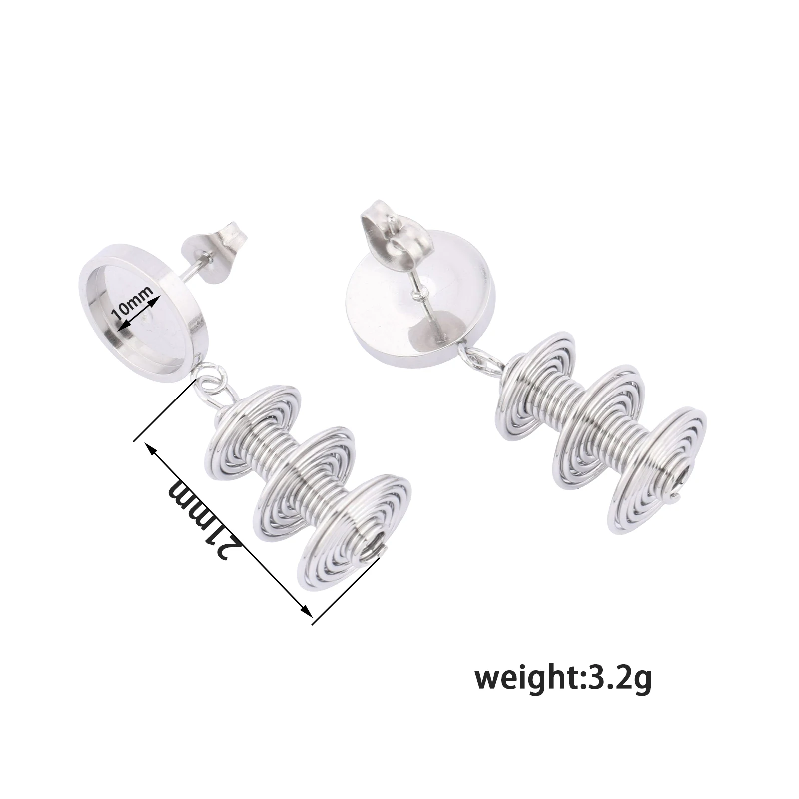 6pcs Stainless Steel Fit 10mm Cabochon Earring Base Blanks Studs With Triple Swirl Diy Earrings Jewelry Making Accessories
