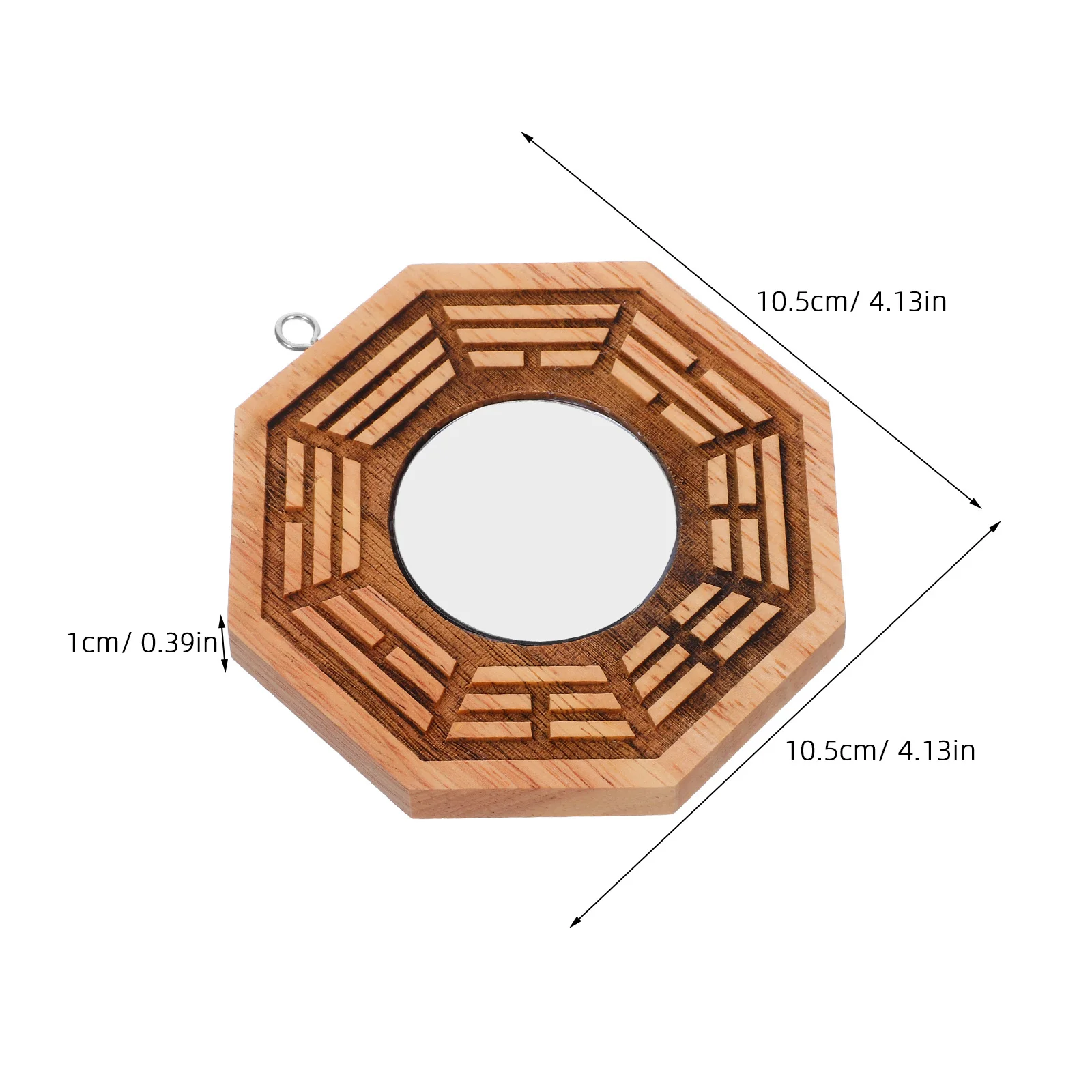 1 قطعة مرآة باغوا الخشبية يدويا الصينية محدبة فنغ شوي مرآة لحماية المنزل الثروة محظوظ ديكور #5