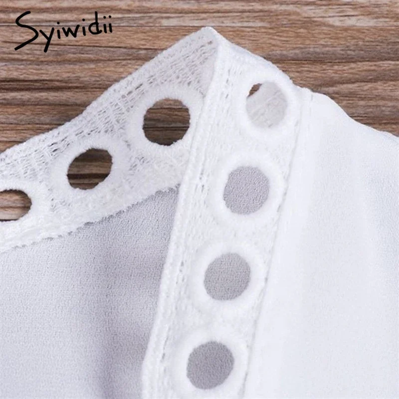 Sexy encaje ahuecado cubrir Ups para traje de baño mujeres cuello en V encaje hasta manga corta playa cubrir hasta 2025 nueva ropa de playa Bikini cubrir