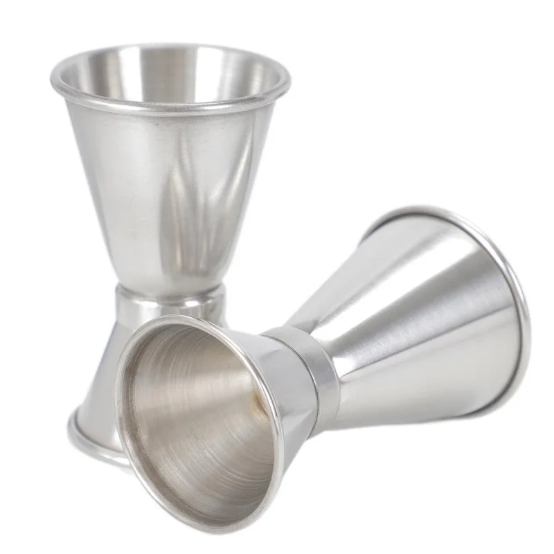 100Pcs/Lot Double Sided Cocktail Liquor Bar Measuring Cups Stainless Steel Bar Jigger Bartender Drink Mixer Liquor Measuring Cup