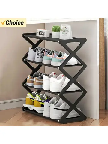 Hot 4-Tier X-Type Shoe Storage Rack, Dorm Rooms Multifunctional X-shaped Dust-proof Storage Rack for Entryways Hallways Bedrooms