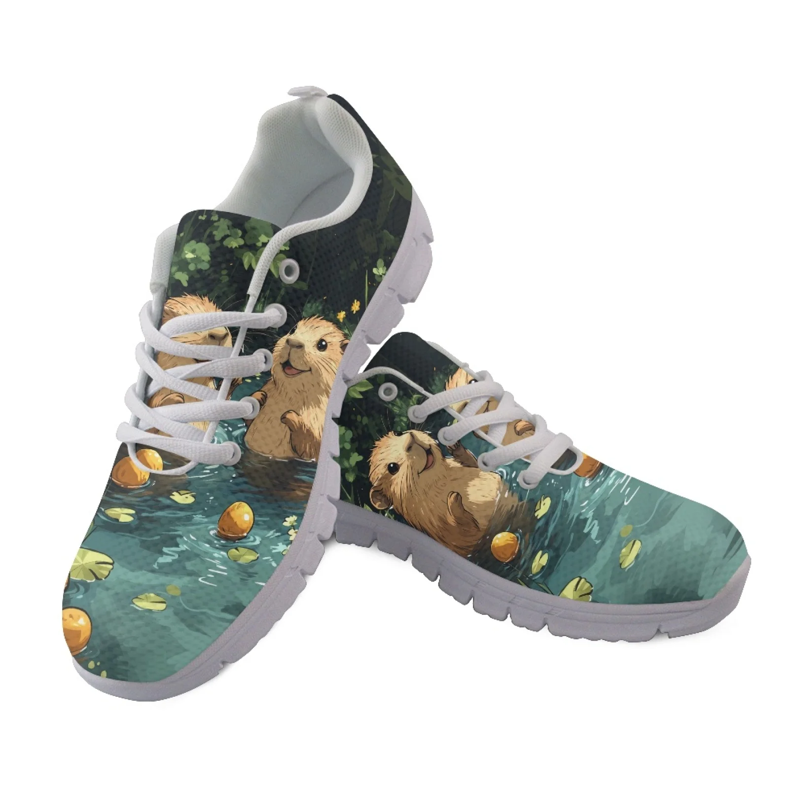 Coloranimal Breathable Lightweight Fitness Shoes for Men Women Running Walking Shoes for Hiking Two Otters River Print