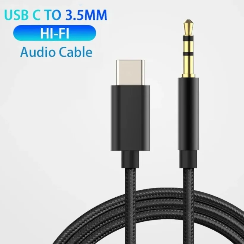 Type C To AUX Converter 3.5mm Audio Cable For iPhone Samsung Car Stereo Headphone Gold Plated TPE Wire White Red