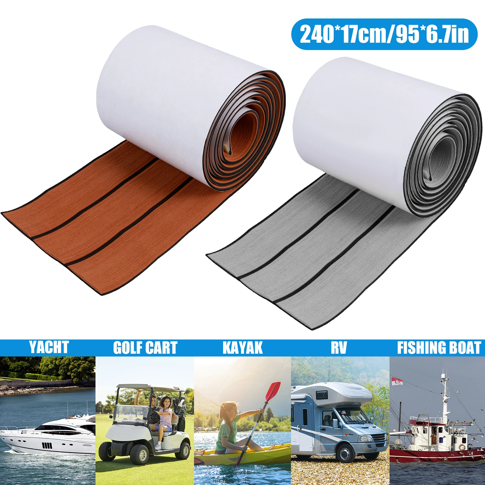 

2400x57x6mm EVA Foam Boat Flooring Non-Slip Self-Adhesive for Boat Yacht Marine Deck Pad for RV Kayak Sea Deck Carpet Accessory