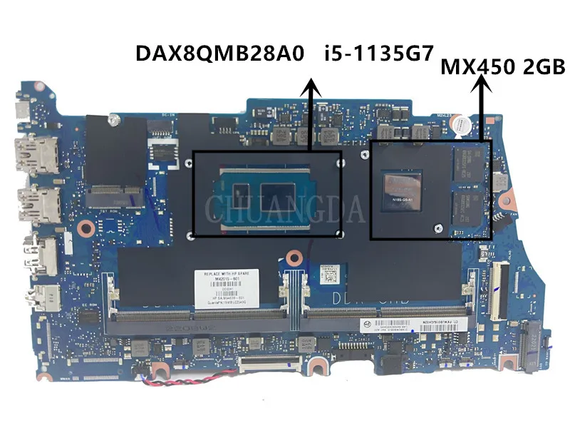 

For HP K12 PB 440 G8 M42015-601 DAX8QMB28A0 Laptop Motherboard with i5-1135G7 CPU MX450 2GB GPU Fully tested and works