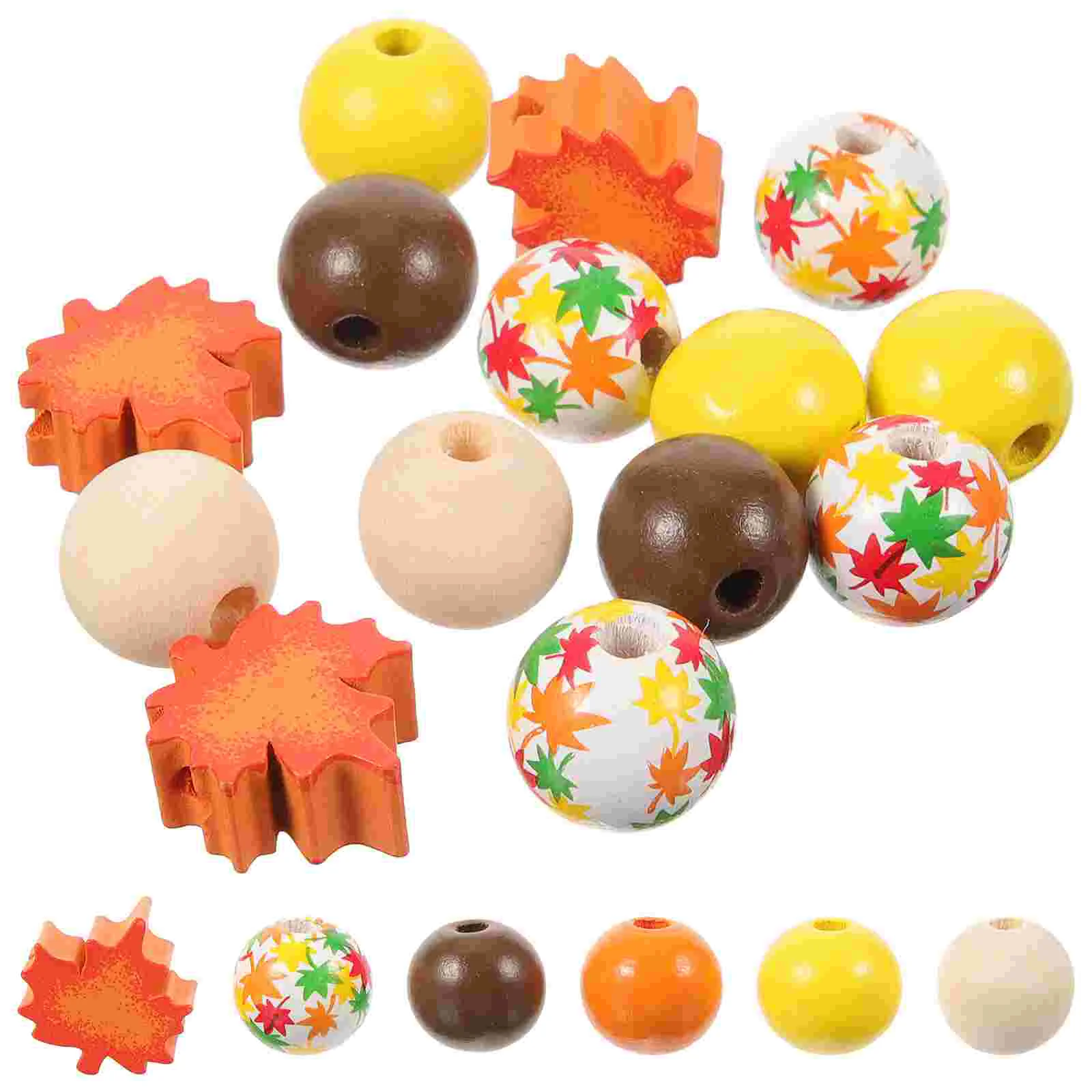 Autumn Wooden Beads Thanksgiving Orange Craft Jewelry Making Home Party Decoration Crafting Jewlery