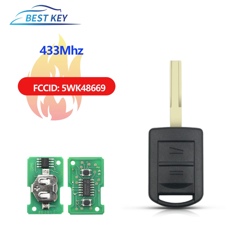 BEST KEY Smart Car Key Fob Uncut No Chip 433Mhz per Vauxhall per Opel Corsa C Meriva Tigra Combo Van Remote Control Key 5 wk48669