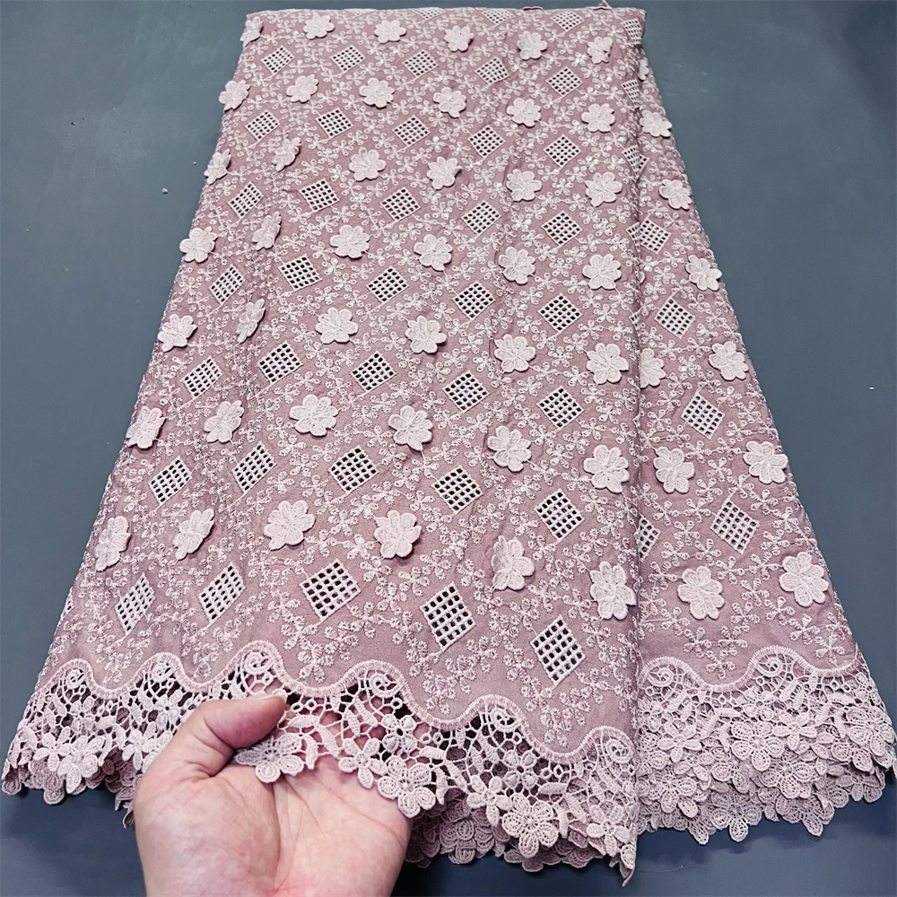 2026 Hochwertiger Afrikanischer Nigerianischer Tüll-Spitzenstoff Baumwolle Stickerei Hochzeitskleid Partykleid Goldene Damast-Pailletten 5 Yard HJL360