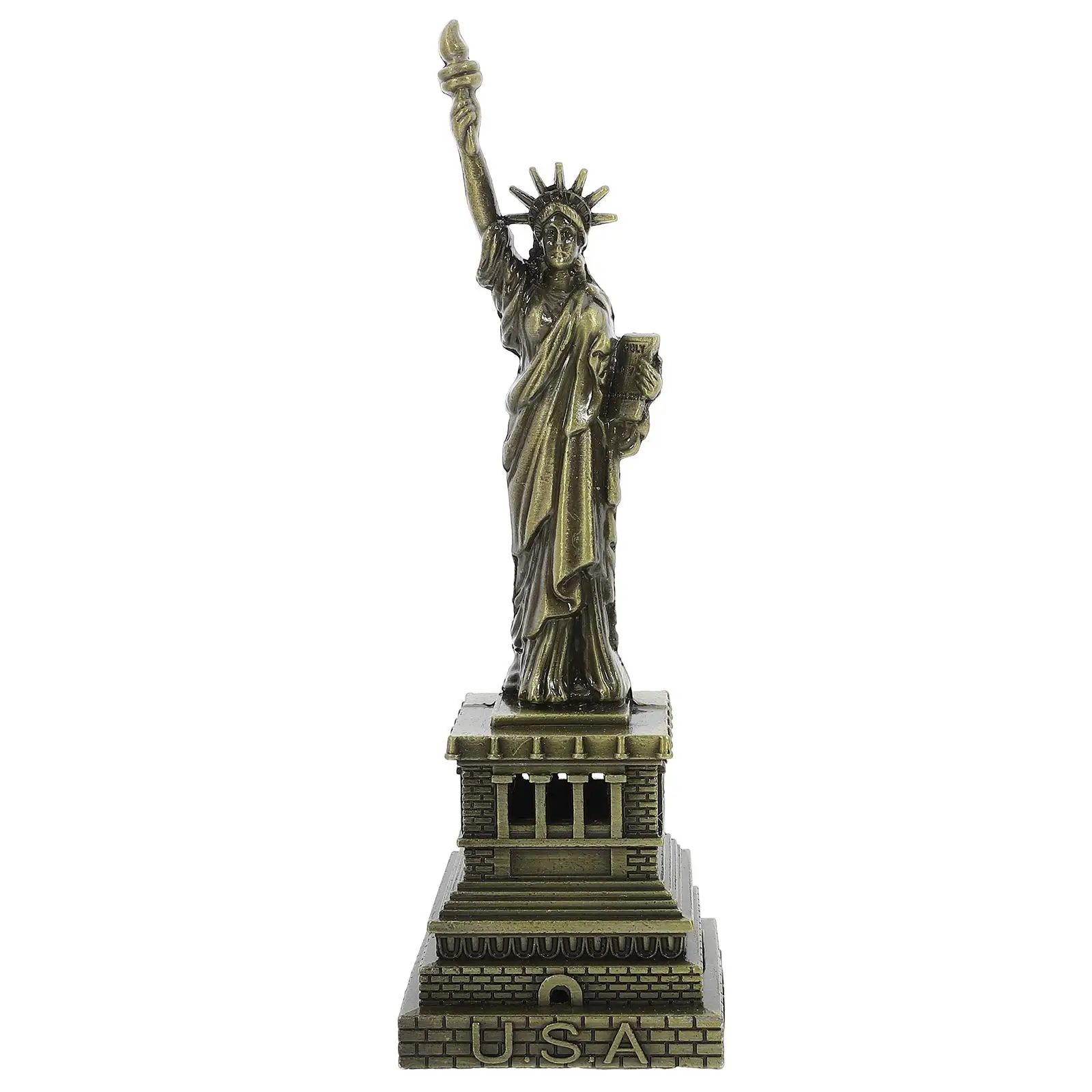 Bronze Goddess Statue Liberty Figure Mini Decoration Souvenir New York USA Metal Ornament Handicraft Retro Home Decor Gifts