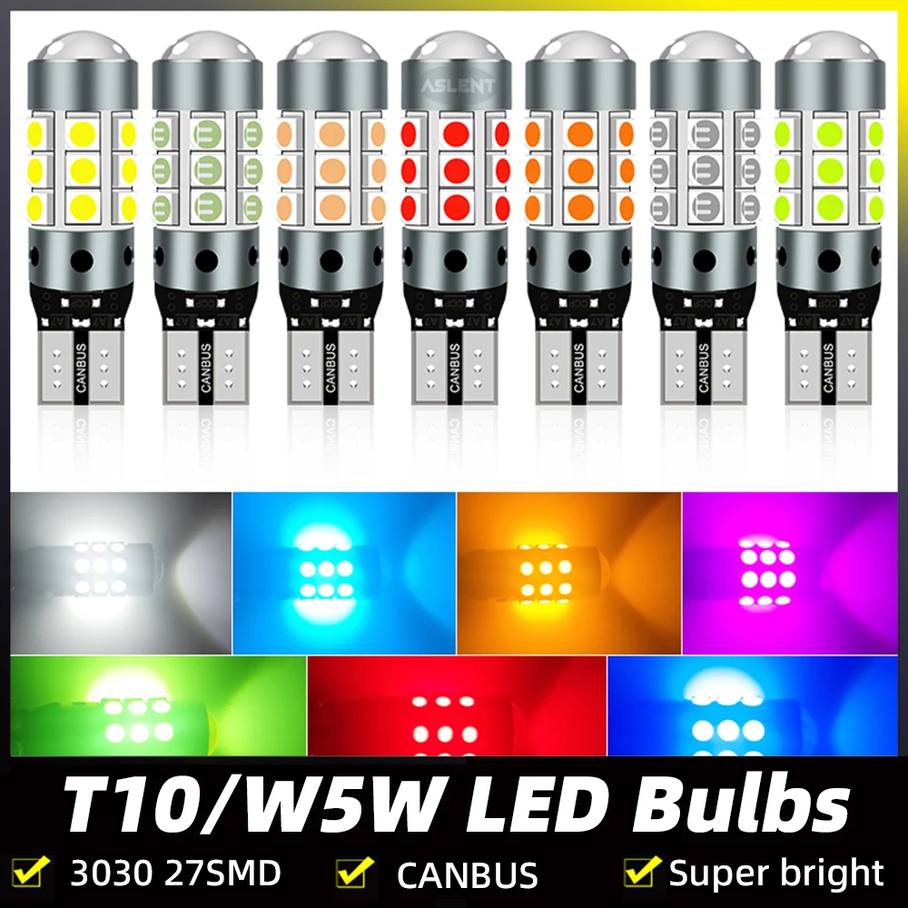 

2pcs T10 LED Bulbs CANBUS Super Bright 6000K White 194 168 W5W License Plate Light Side Marker Parking Lights DRL Position Lamp
