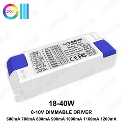 0-10V Dimmable Power Supply LED Driver 600mA 700mA 900mA 1000mA 1100mA 1200mA 18-46V 18W 24W 30W 36W 40W Lighting Transformer