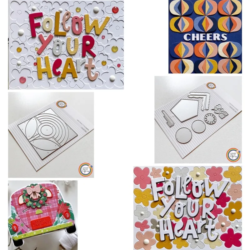 Troqueles de corte de metal con diseño de flor 'Sigue tu Corazón', esenciales para álbumes de recortes, tarjetas y manualidades DIY
