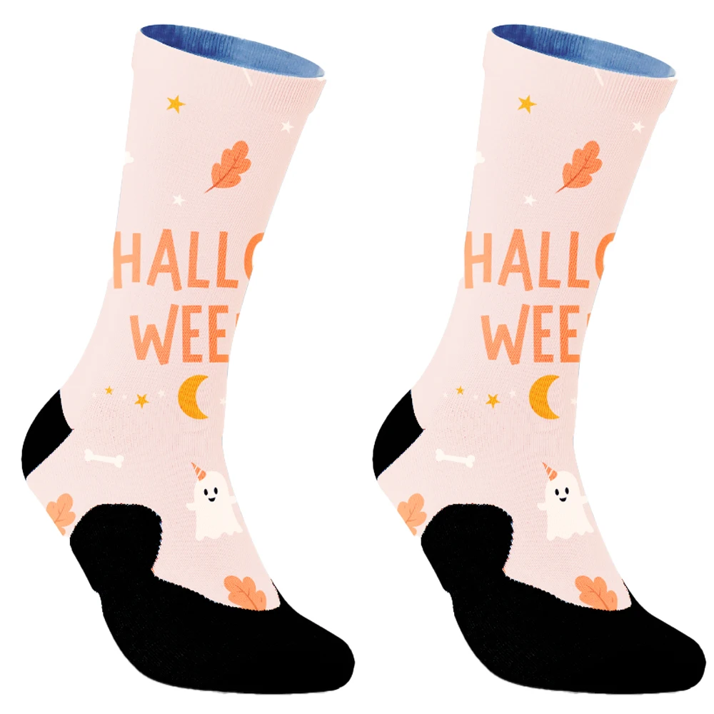 Men's Socks Large Size Cotton Funny Autumn Winter Festive Gift Socks for Male Cartoon Witch Pumpkin Halloween Socks ﻿