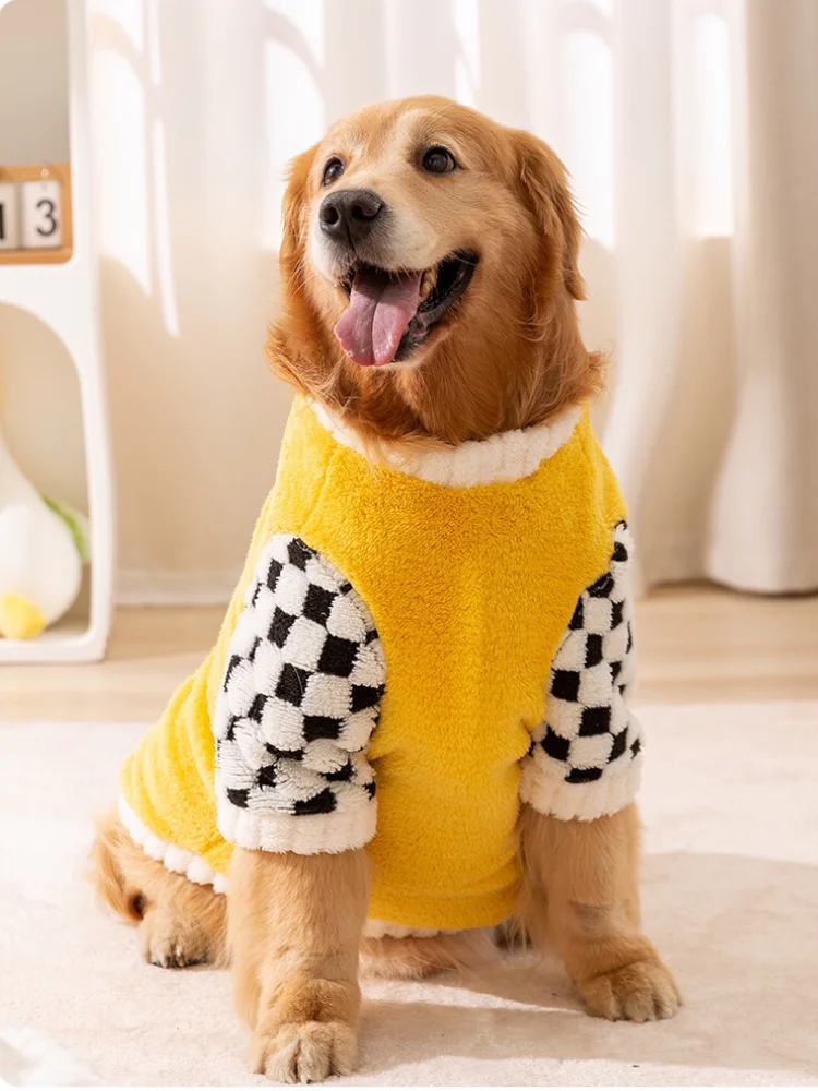 Clothes For Large Dogs Coat Winter Big Jumpsuits Pets Costume Medium Jackets Outfits Cold Weather Warm Yellow Soft Sweaters 8XL