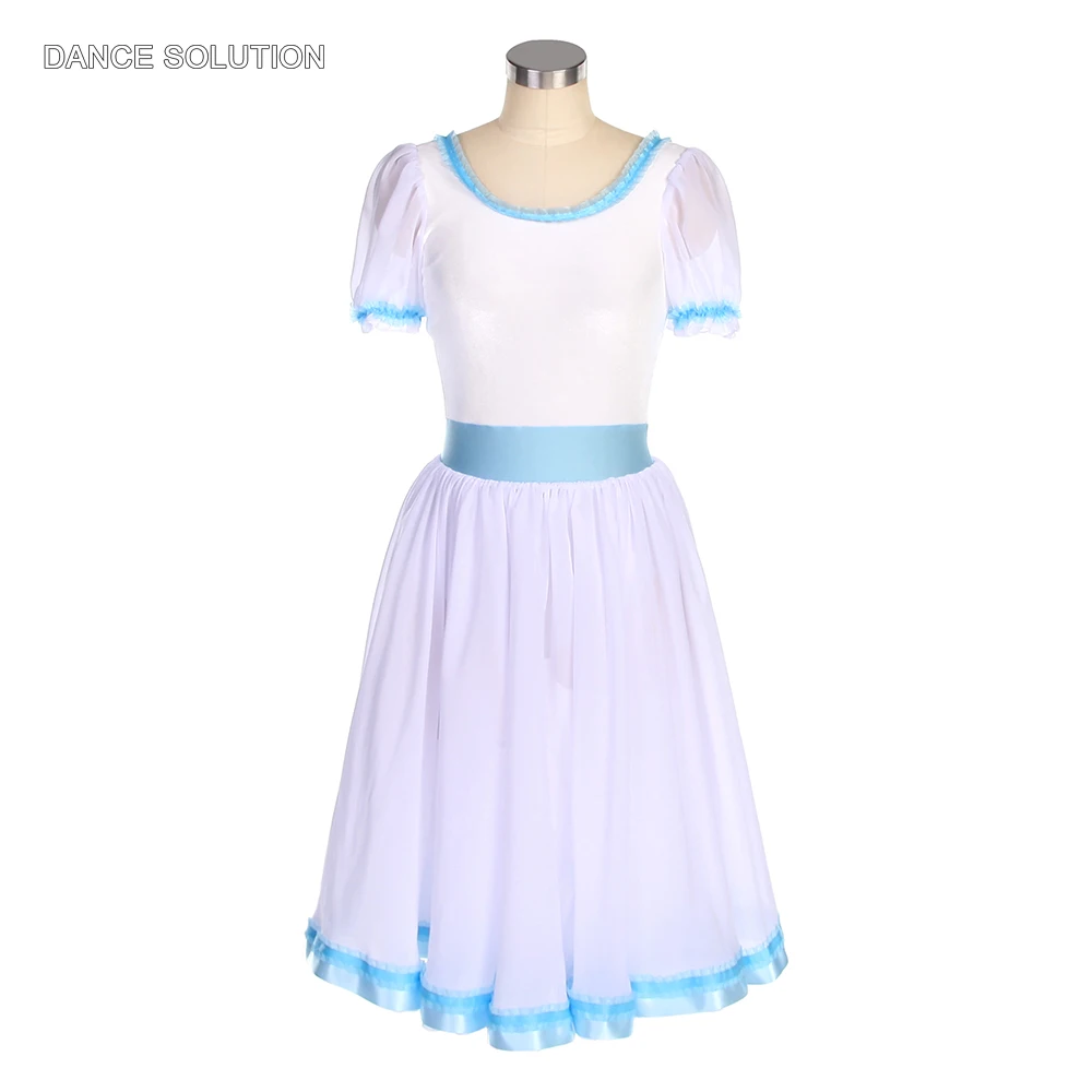 Professional Ballet Costume Short-sleeved Ballet Dress with Chiffon Skirt Stage Performance Costumes for Women Girls 22557