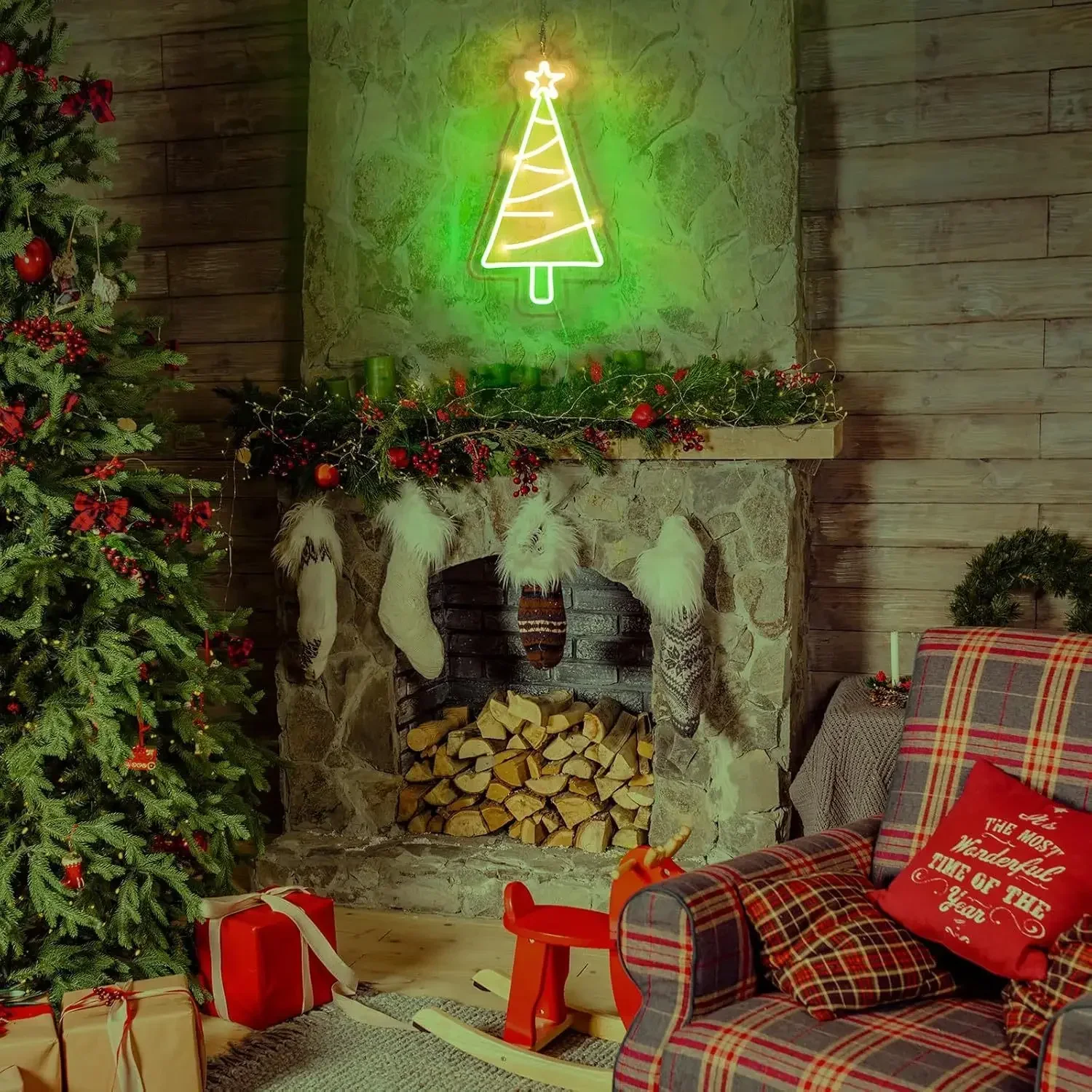 شجرة عيد الميلاد النيون علامة LED ضوء النيون لزينة عيد الميلاد زينة عشية عيد الميلاد هدايا عيد الميلاد للطفل USB بالطاقة #6