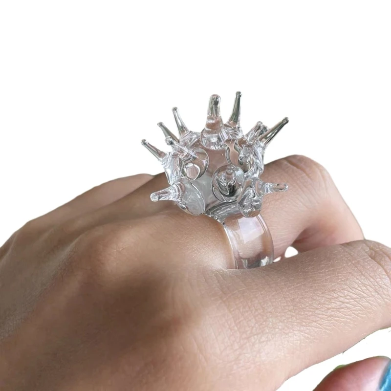 M2EA Stylish and Artistic Resin Sea Urchin Rings Ornament for Fashion Enthusiasts