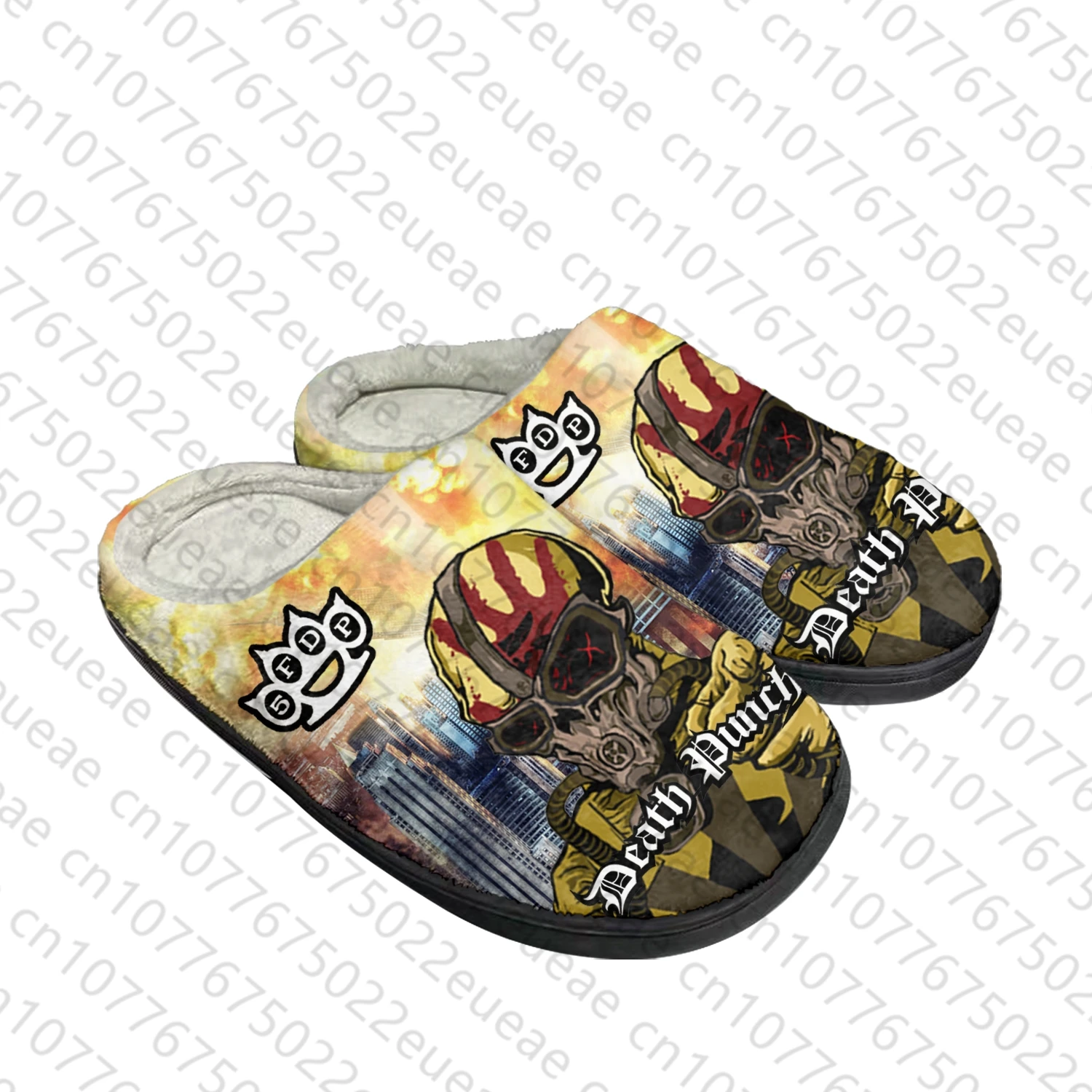 Five Finger Death Punch Home Cotton Custom Slippers Mens Womens Sandals Plush Bedroom Casual Keep Warm Shoes Thermal Slipper