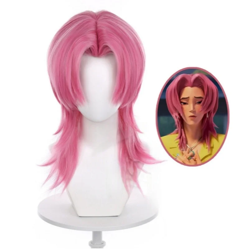 

KPop Demon Hunters Romance Wig Pink Wigs Saja Boys Cosplay Romance Abby Mystery Halloween Cosplay Wig Hair Red Wigs + Wig Cap