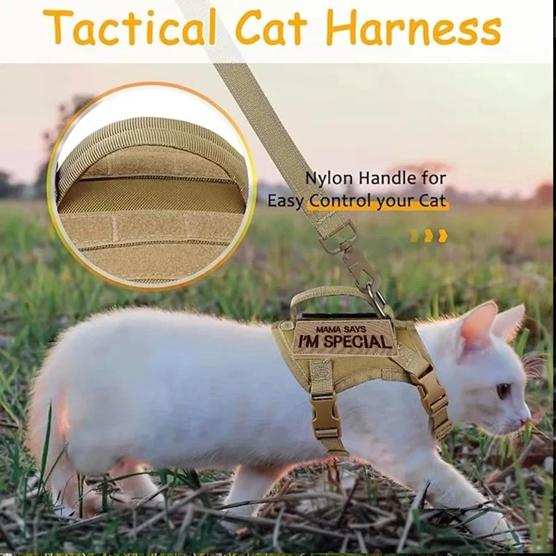 Tactical Cat Harness and Leash Set Adjustable Escape Proof Pet Vest for Small Dogs Cats Walking view 6