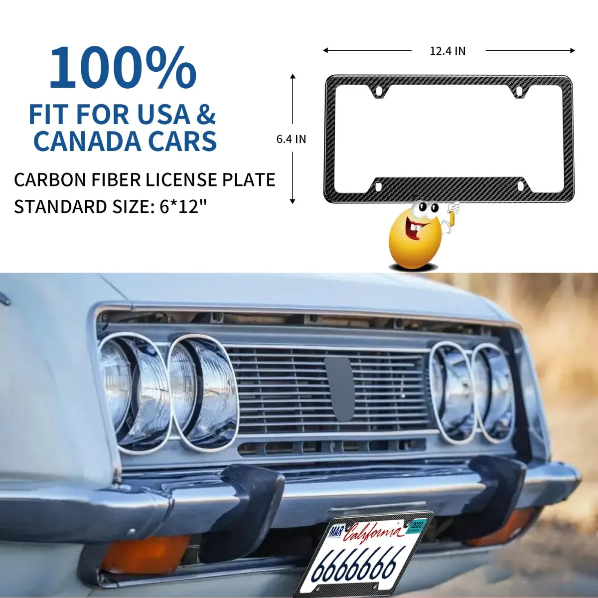 Wholesale US Standard Size Real Carbon Fiber Car License Plate Frame OEM Factory Universal USA Car Parts