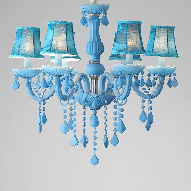 

Nordic Creative Blue Chandelier European Living Room Crystal Bedroom Lights Cafe Net Cafe Restaurant Chandelier