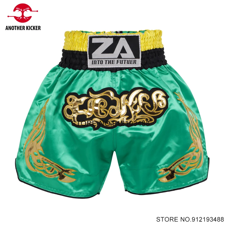 Muay Thai Shorts Thai Boxing Shorts Men Women Children Gold Embroidery MMA Martial Arts Clothes Gym Cage Fight Kickboxing Pants