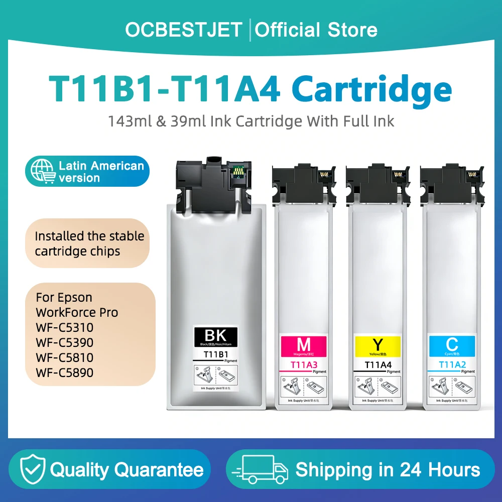 

T11A T11A1 T11B1 T11A2 T11A3 T11A4 Replacement Ink Pack For Epson WorkForce Pro WF-C5310 WF-C5390 WF-C5810 WF-C5890 Printer Ink