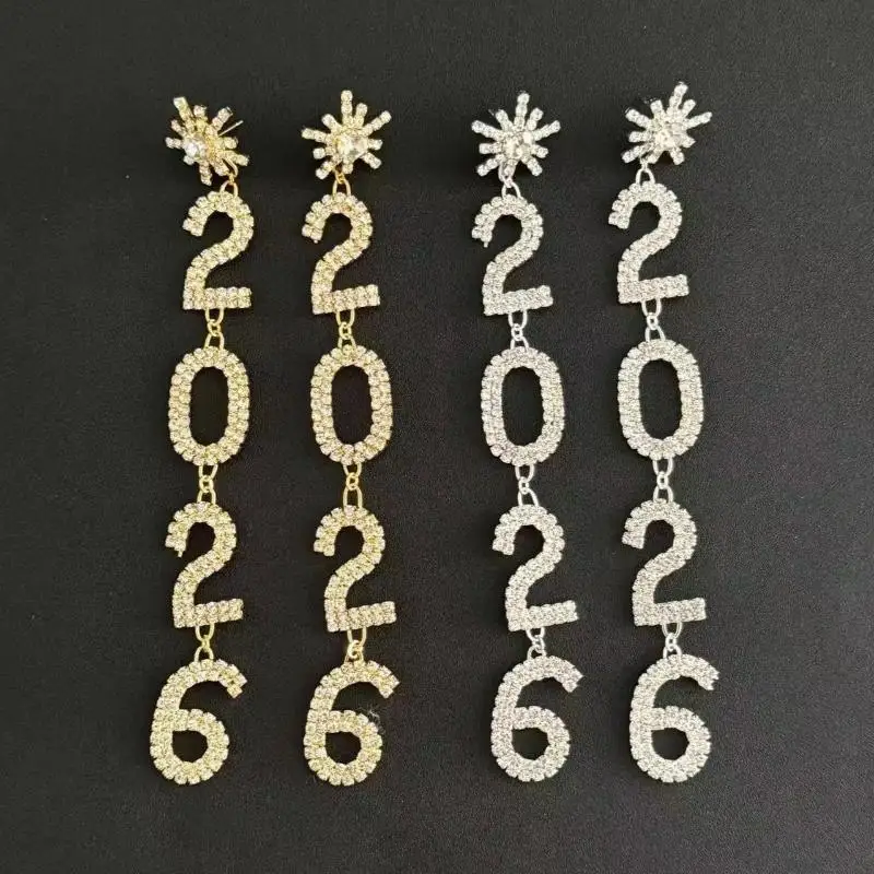 2026 السنة الجديدة المرأة أنيقة حجر الراين ضوء فاخر انخفاض الأقراط الطويلة مجوهرات الحفلات هدايا عيد الميلاد والذكرى السنوية الموضة