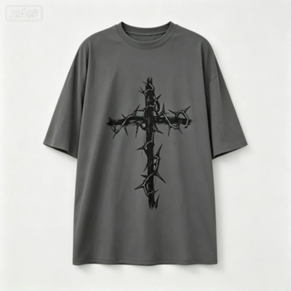 2026 Men's T-Shirt Autumn Men's Wear  Casual Short Sleeve Loose T-Shirt Harajuku Street Style College Hip-Hop Top