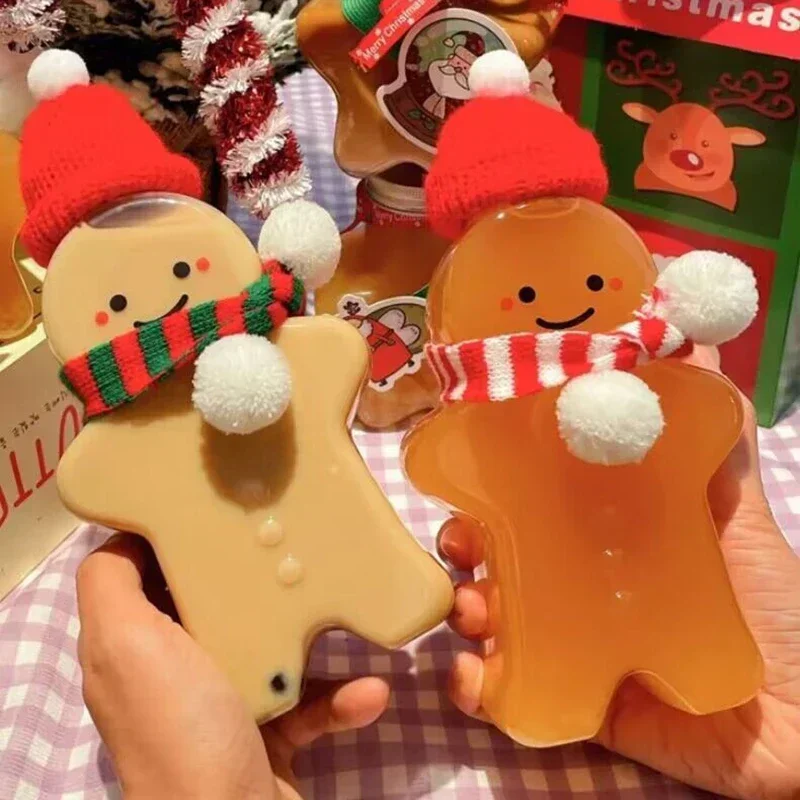 400/500ML Tazze Di Natale Gingerbread Man Tazza di Bere Portatile di Plastica Trasparente Pupazzo di Neve Bottiglia di Tè Al Latte Bere Bottiglia