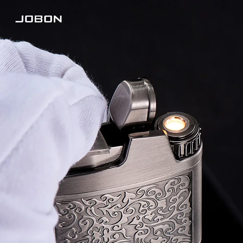 JOBON Tangcao Embossed Retro Inflatable Lighter Electric Stove Wire Windproof Metal Lighter Cigarette Accessories