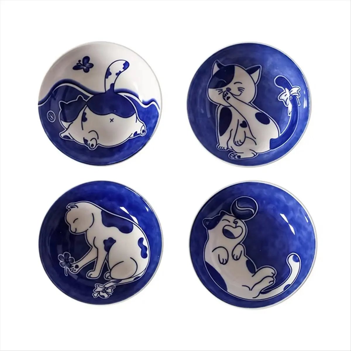 A79G Ceramic Cat Sauce Dishes - Japanese Style Sushi Plate, Cute Cartoon Water Drop Shaped Dessert Tableware