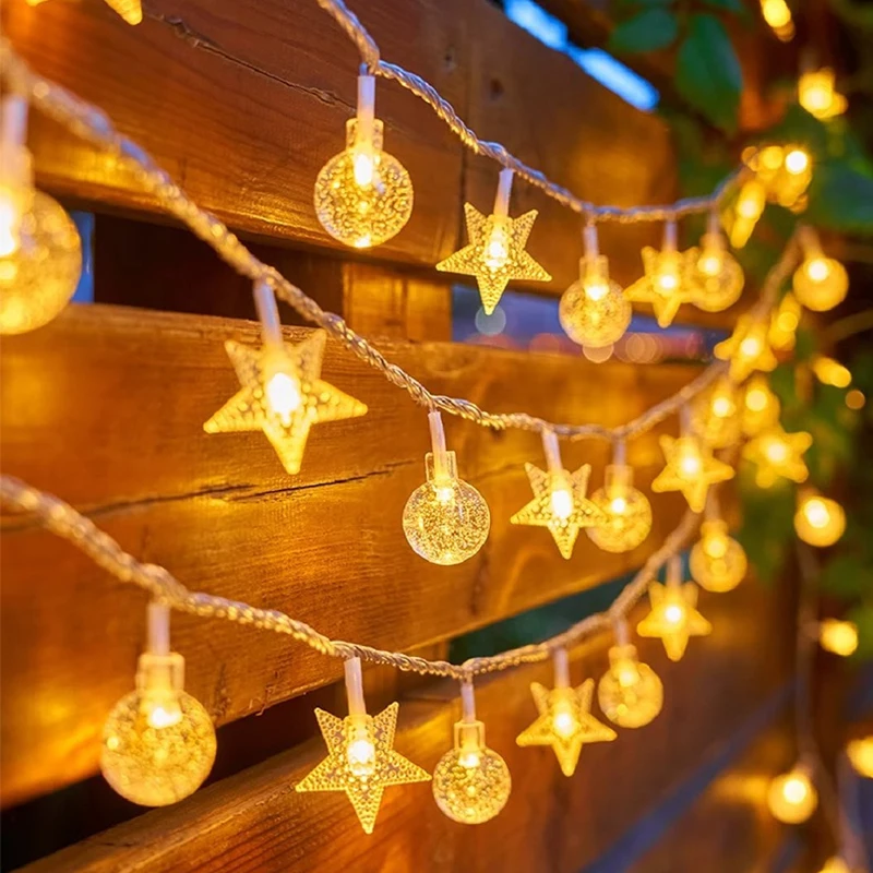 LED Snowflake String Light Battery Powered Bedroom Outdoor Garden Fairy Garland Lamp Wedding Party New Year Christmas Decoration