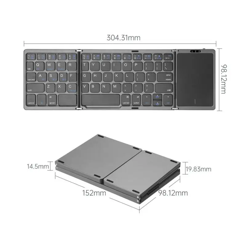 B089T 50pcs Wireless Fold-able Keyboard SP/GE/FR 64 Keys BT W/ Touchpad Long Standby Portable Office For IOS Windows Android