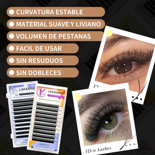 Imagen 2 del producto LAKANAKU  yy extensiones pestañas fibras tecnologicas W volumen de pestañas ventiladores extensión de pestañas Cilios YY/3DY/4D/5D/6D/7D/8D ventiladores prefabricados extensiones de pestañas naturales
